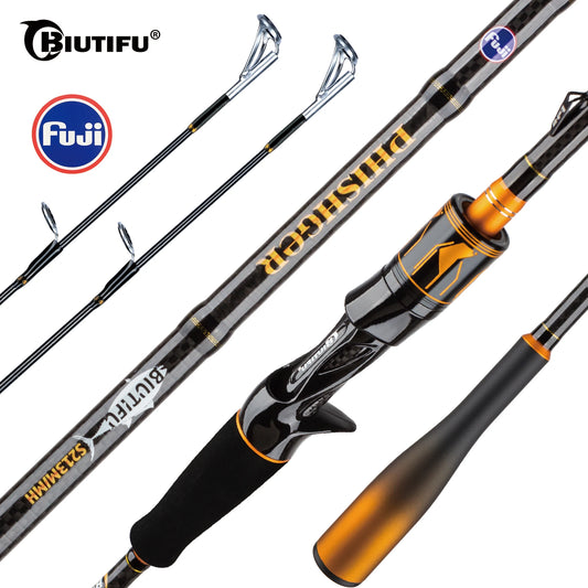BIUTIFU Carbon Spinning Baitcasting Fishing Rod With Fuji Guides