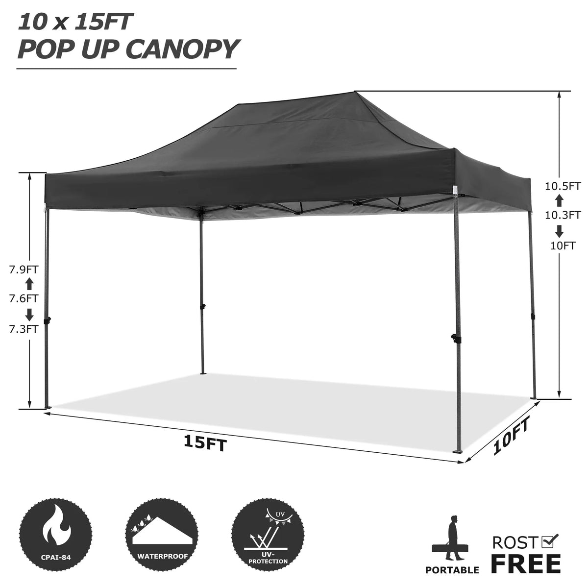 10x15 ft Pop Up Party Tent Heavy Duty Gazebo Canopy with 4 Removable Sidewalls | 10x15ft Waterproof Outdoor Wedding Tent, BBQ Pavilion & Event Shelter | Portable Backyard Sunshade Canopy Top