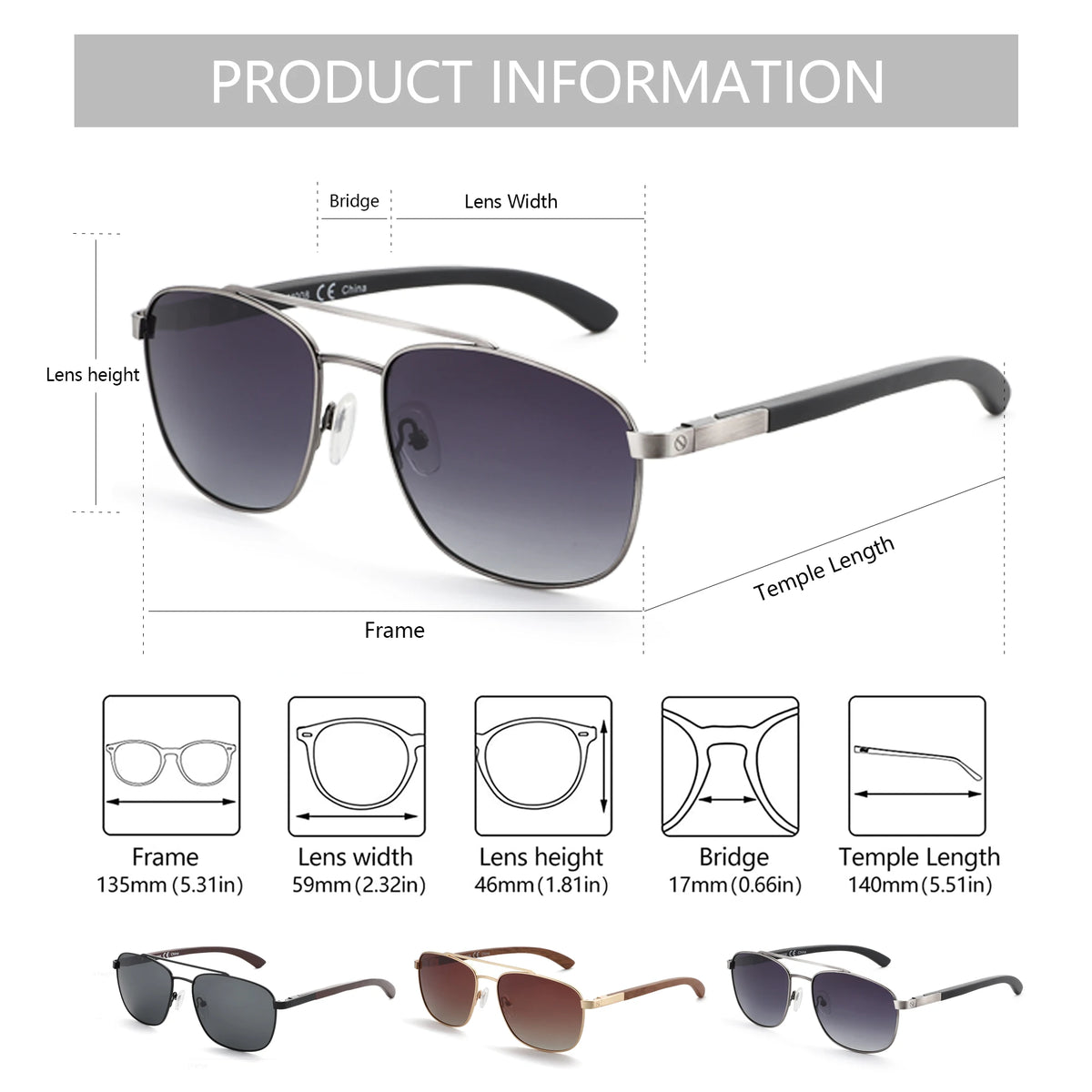 Zenottic Polarized Bamboo Wood Aviator Sunglasses UV Protection