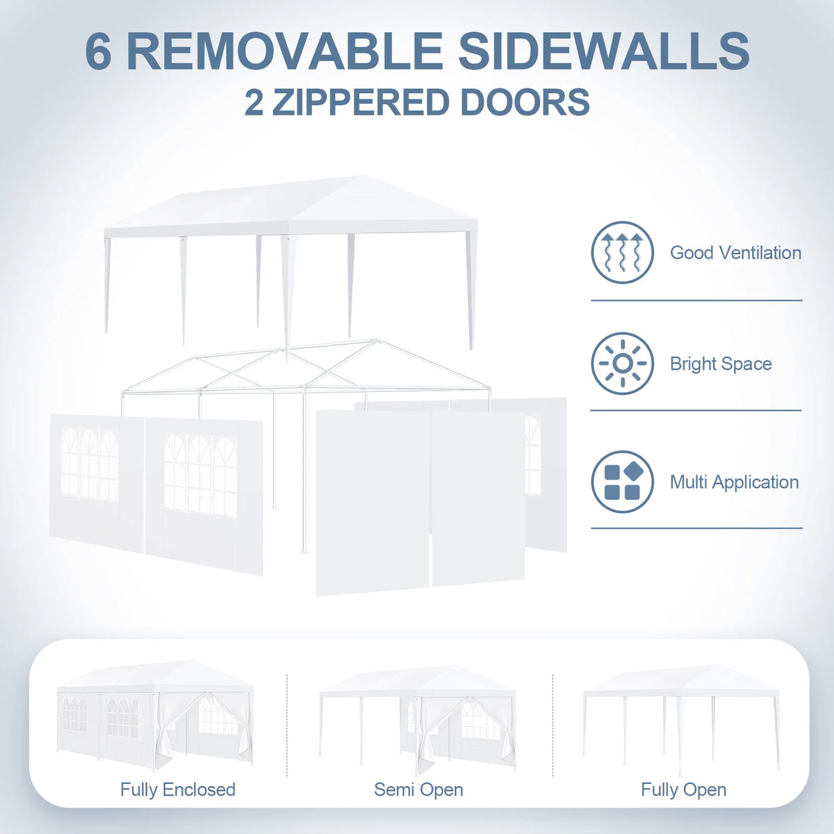 10x20/10x30 Party Tent & Outdoor Canopy (20-30+ Person Capacity) - Large White Event Shelter with Removable Sidewalls, Zipper Doors, Heavy-Duty Stakes, and Ropes for Weddings, BBQs, Backyards, and Celebrations（white）