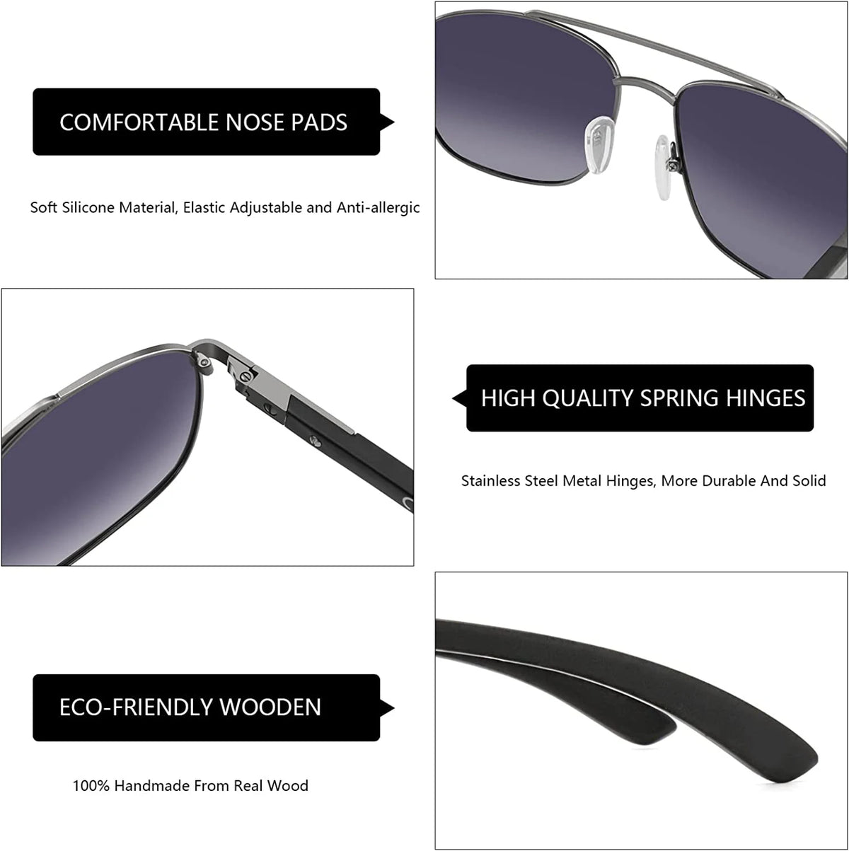 Zenottic Polarized Bamboo Wood Aviator Sunglasses UV Protection