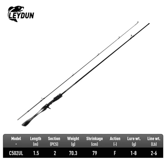 Leydun Ultralight Carbon Fiber Travel Spinning Fishing Rod