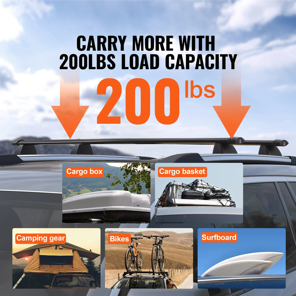 SucceBuy Heavy Duty Aluminum Roof Rack Cross Bars With Locks