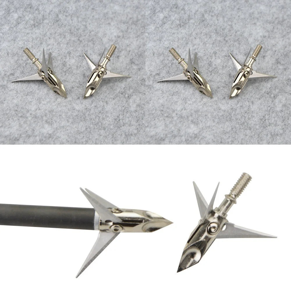 12 Pack 3 Blade Stainless Steel Broadheads For Archery Hunting